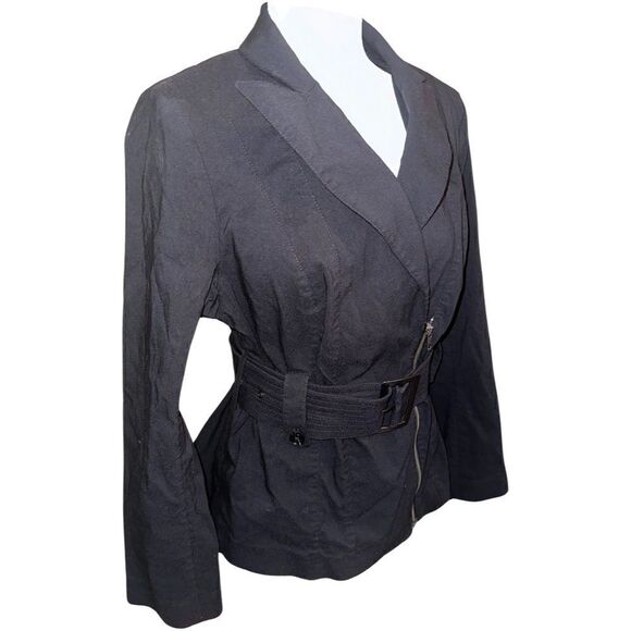 Lane Bryant Jacket w/ Belt & Angled Front Zipper Size 14 - Picture 2 of 7